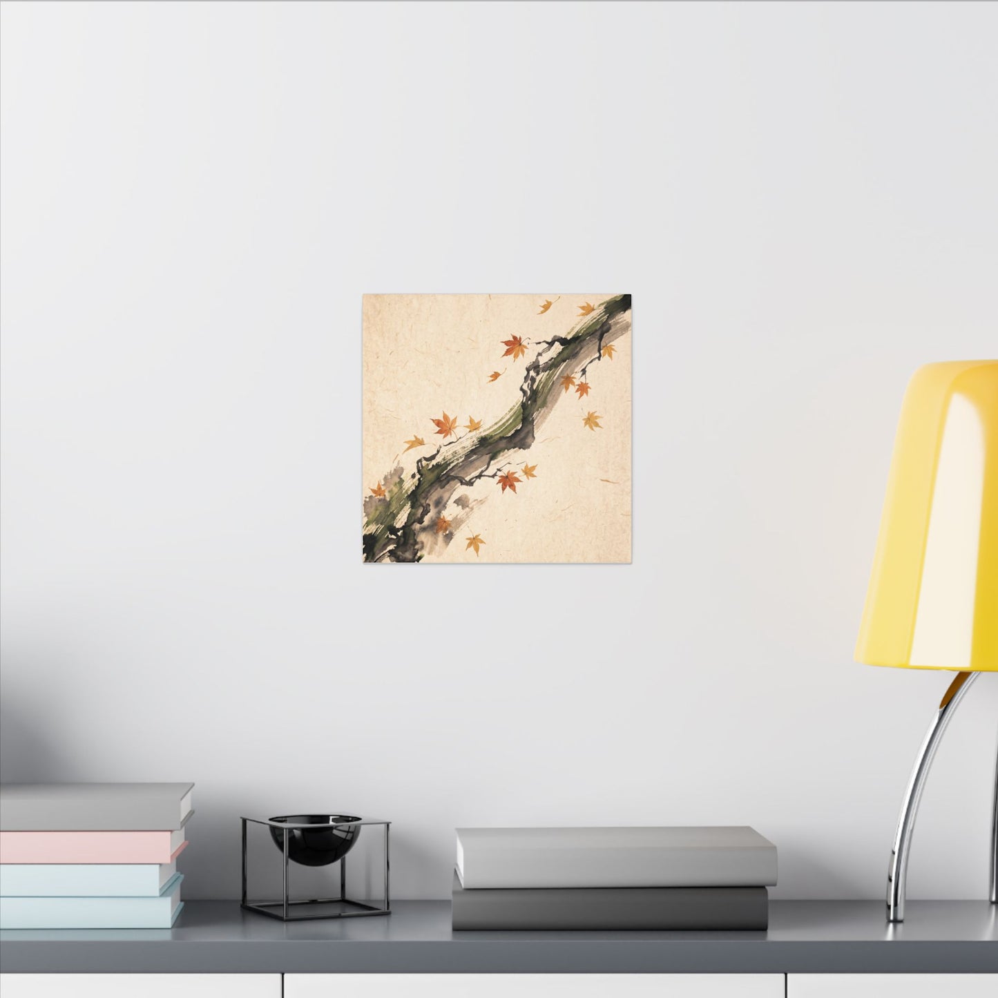 Ink Brushstroke Autumn Canvas Art | Zen Calm Design