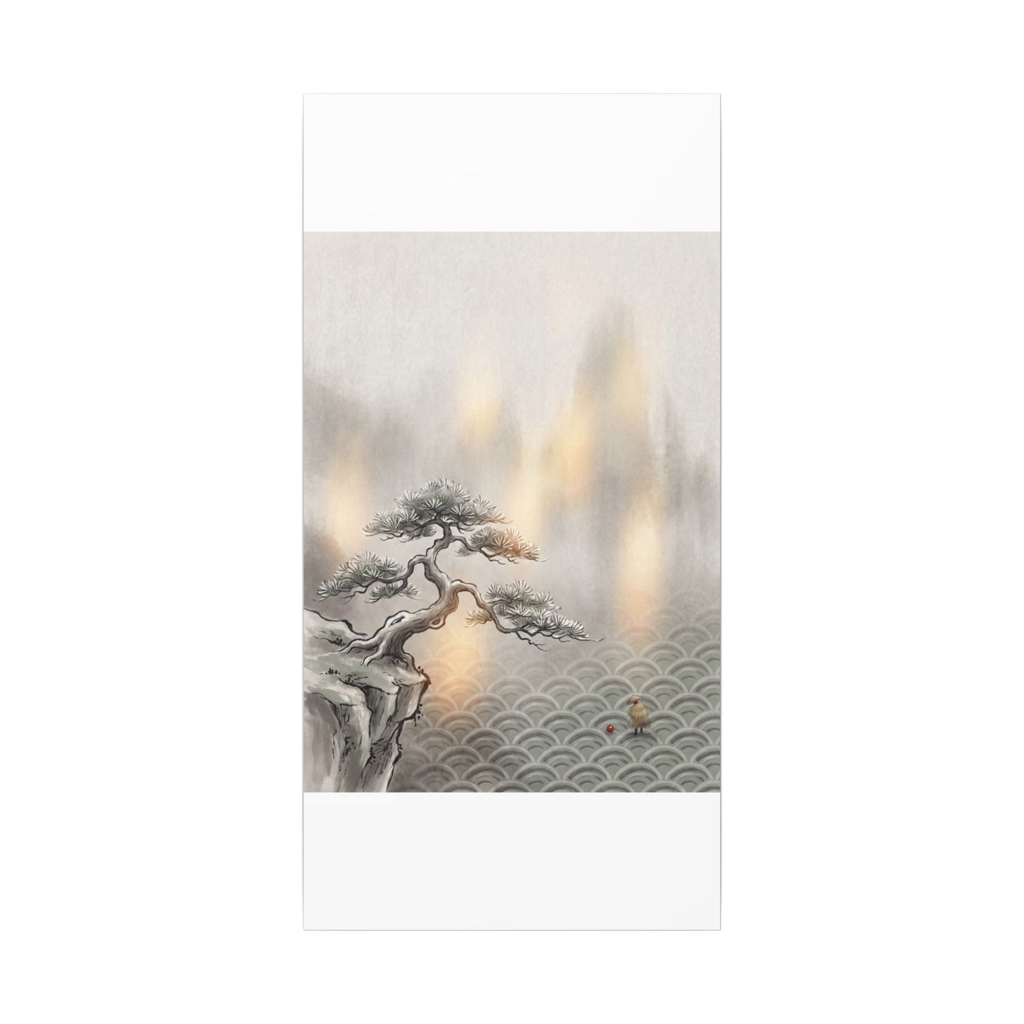 Pine Tree Canvas Art | Winter Japandi Japanese Pattern Art