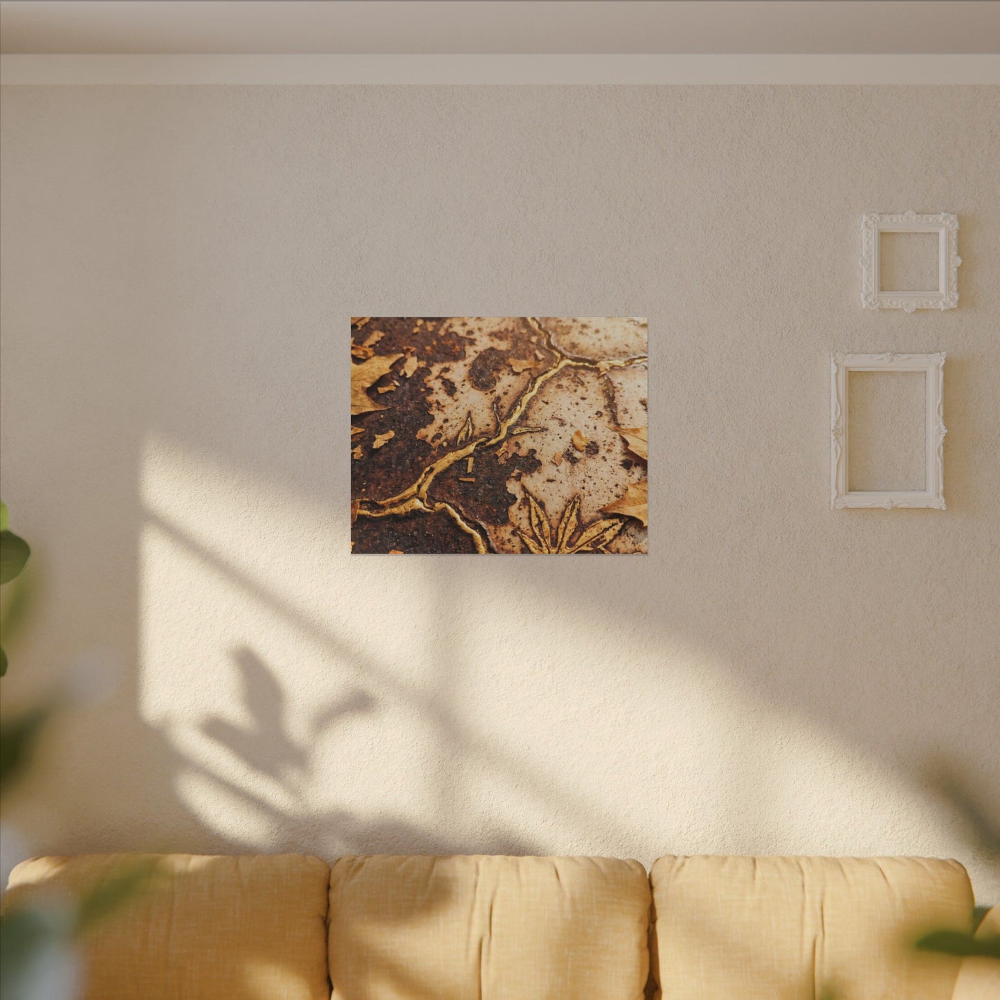 Kintsugi Rust Patina in Golden Hour | Gold Vein Canvas Art