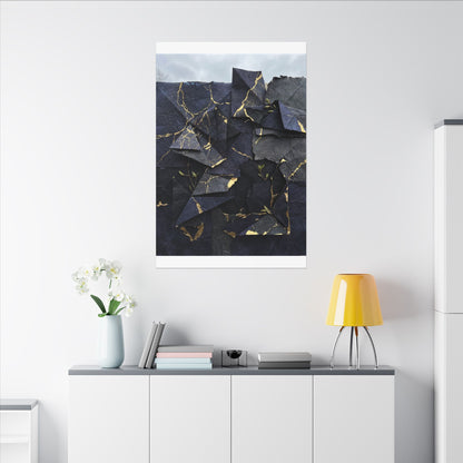 Beautiful Paper Fold Canvas Art - Crackle Gold Kintsugi