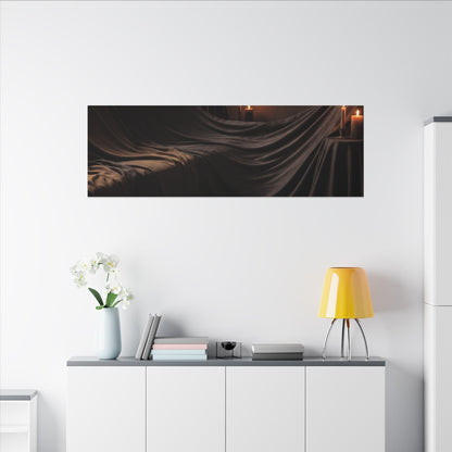 Candlelight Silk Drape Canvas Art - Dark Japandi Ma