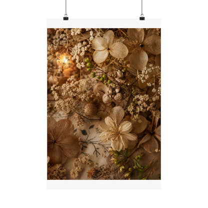 Candlelight Dried Flowers Wall Art Print - Japandi Fukinsei