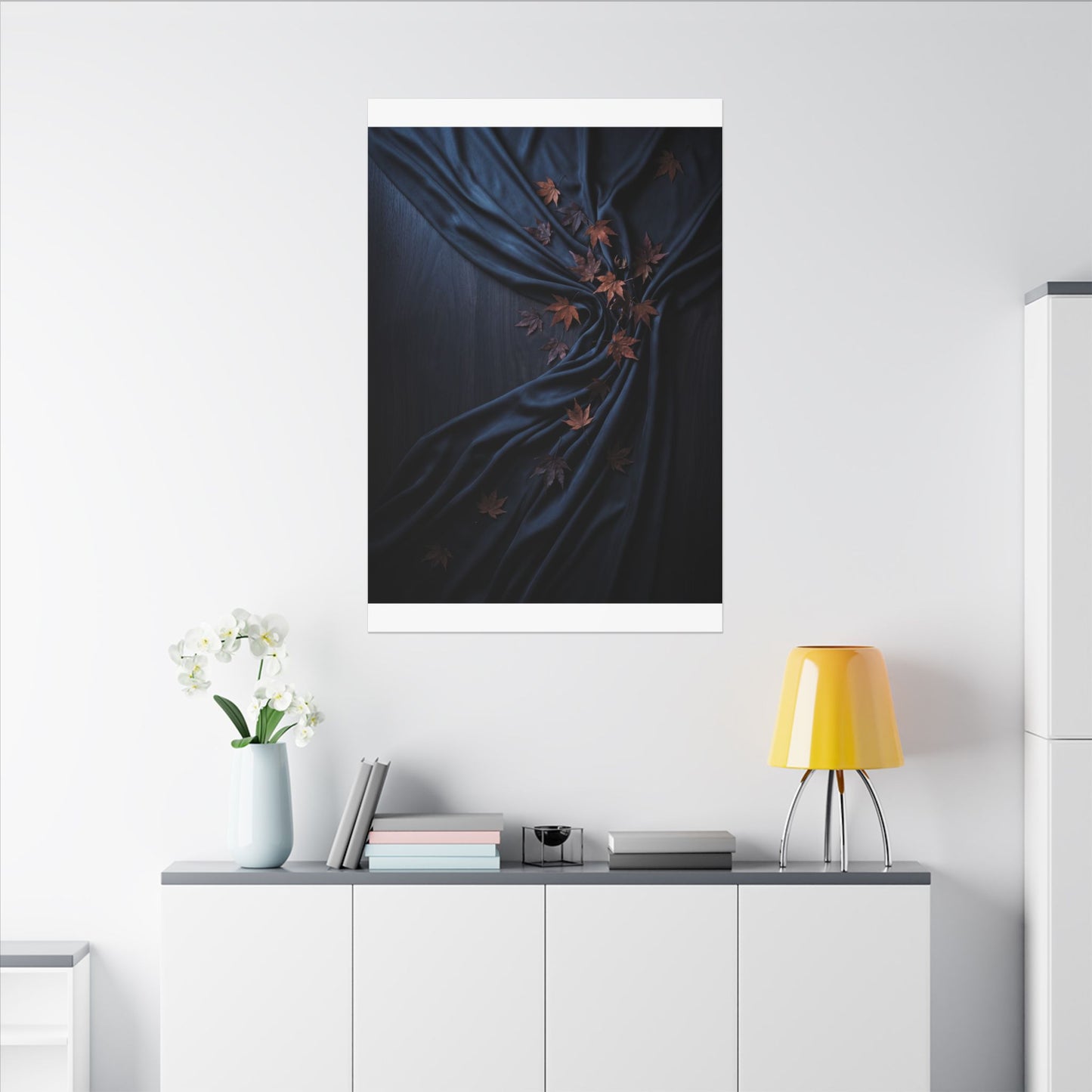 Silk Drape Autumn Canvas Art | Dark Japandi Sophisticated Design