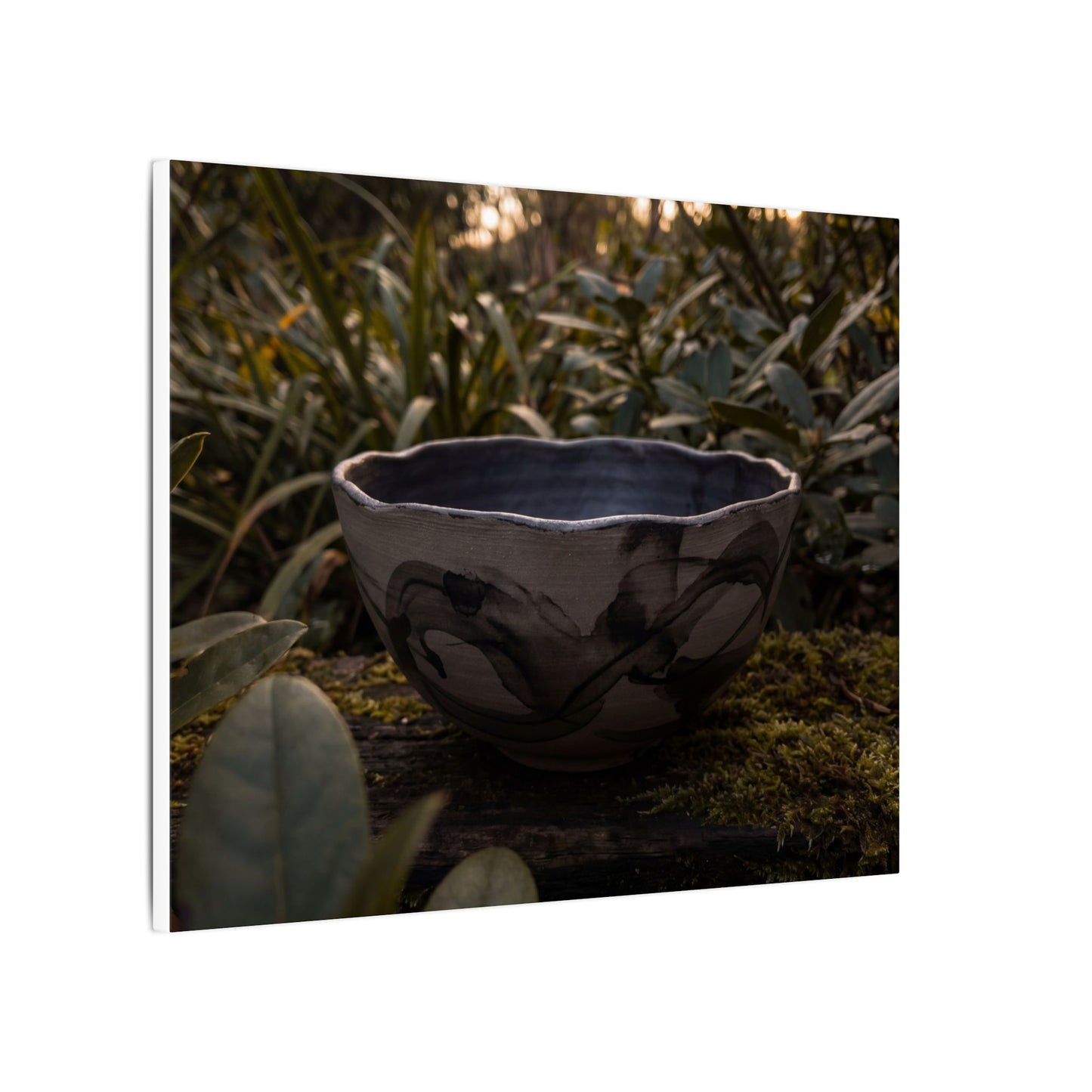 Ceramic Bowl Canvas Art | Summer Dark Japandi Charcoal Ink Art