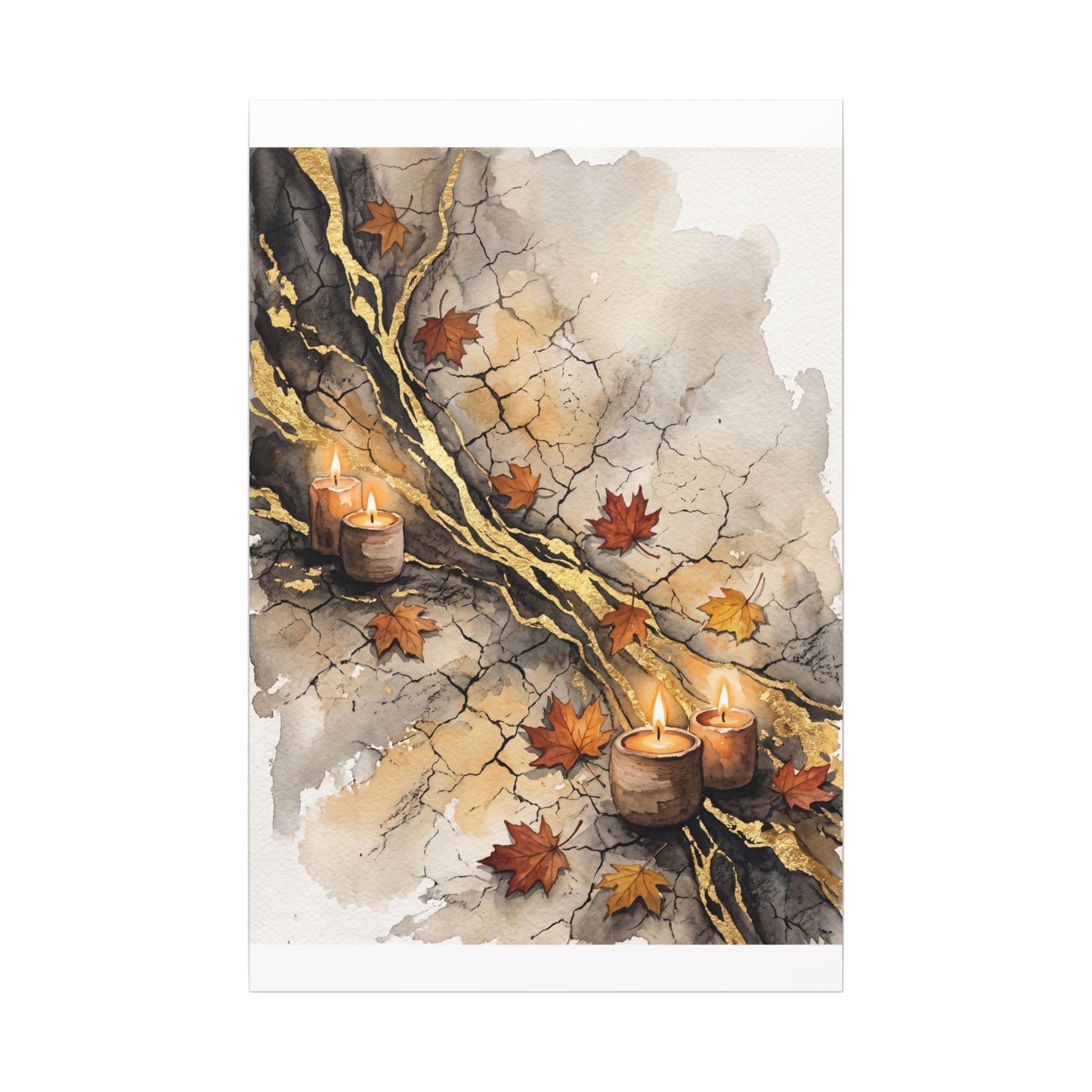 Cracked Earth Autumn Canvas Art | Japandi Warm Design