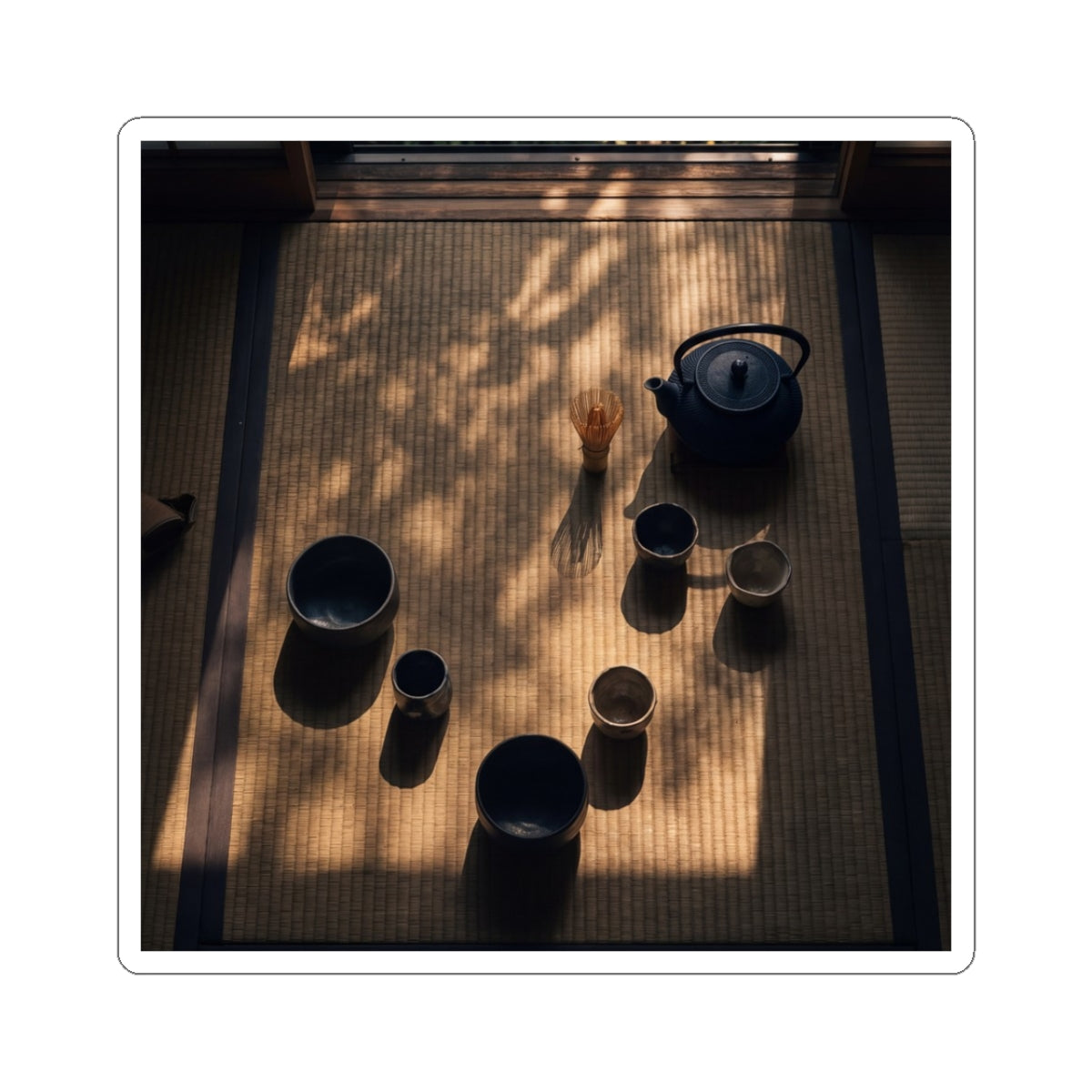 Tea Ceremony Sticker | Summer Dark Japandi Shadow Zen Art Art Print