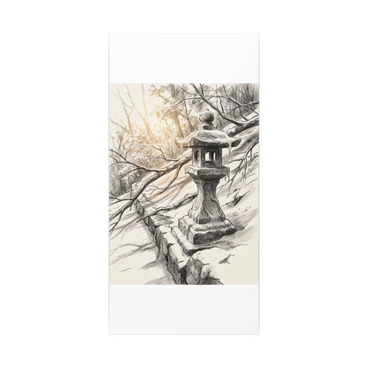 Golden Hour Stone Lantern Canvas Art - Japandi Kanso