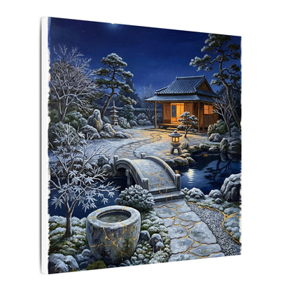 Moonlit Garden Winter Canvas Art | Kintsugi Artful Design