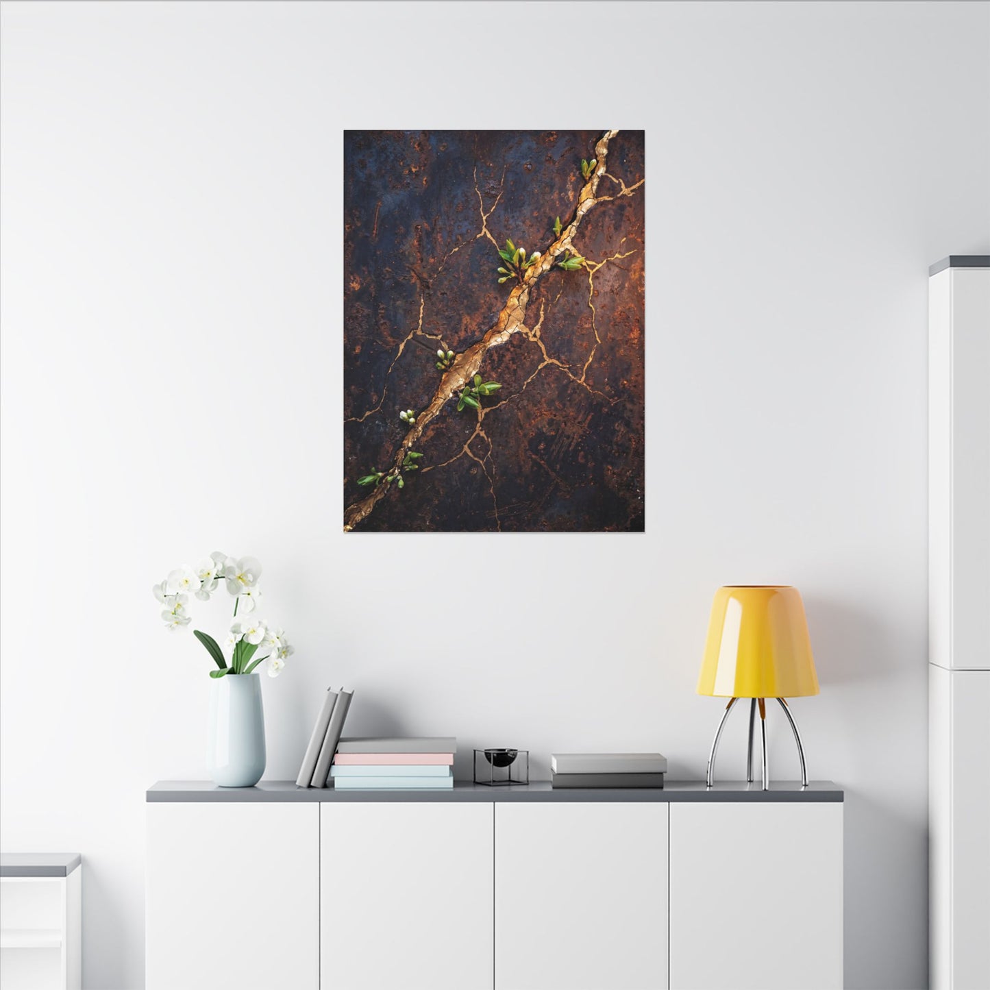 Rust Patina Spring Canvas Art | Kintsugi Resilient Design