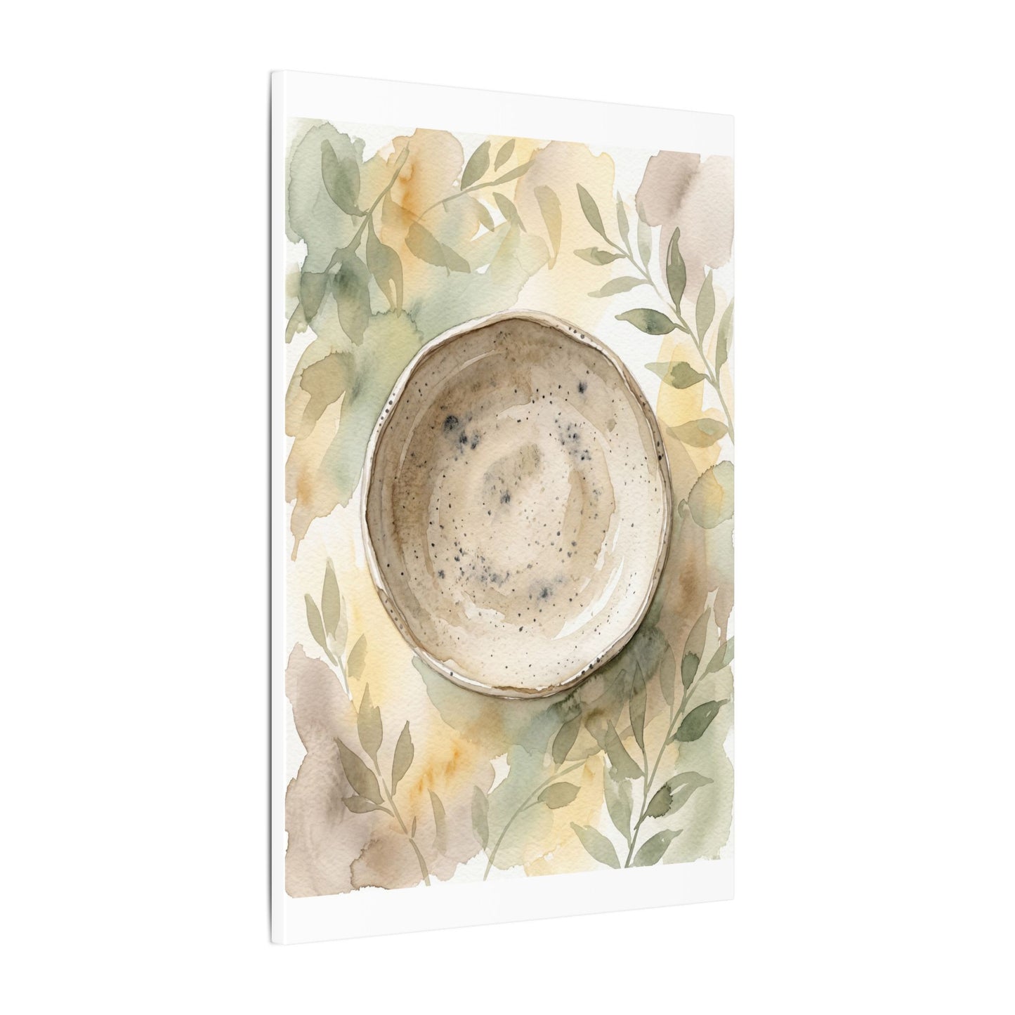 Ceramic Bowl Watercolor Canvas Art | Warm Japandi Art