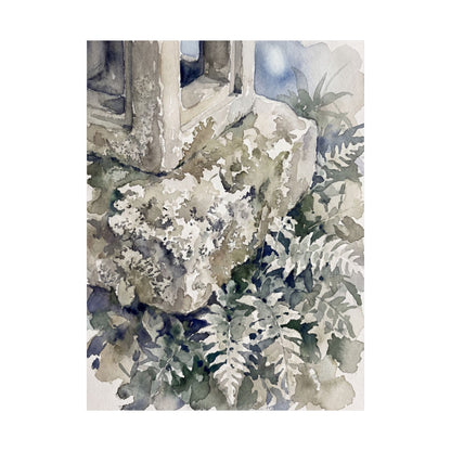 Moonlight Stone Lantern Wall Art Print - Japandi Fukinsei