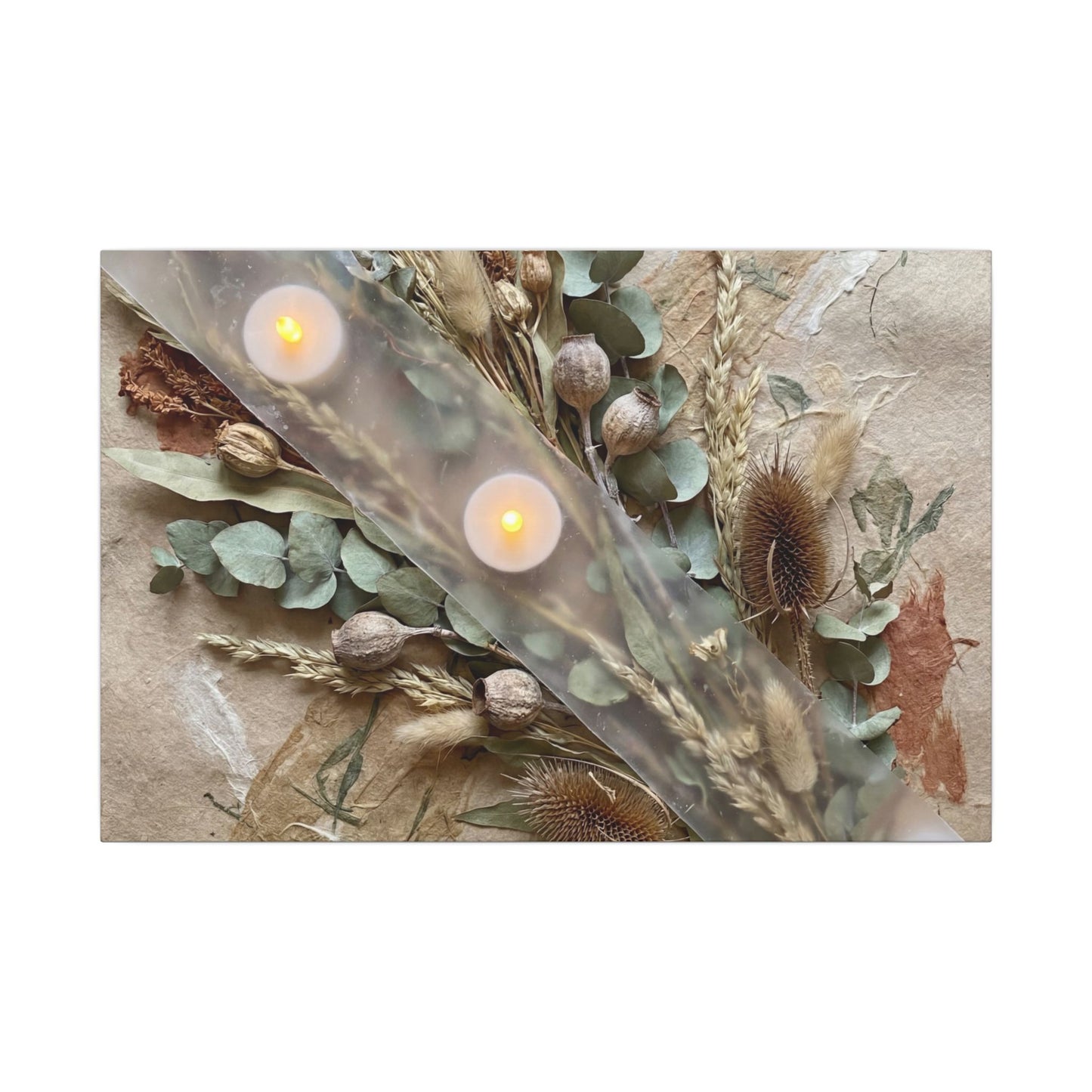 Candlelight Dried Flowers Canvas Art - Japandi Kanso