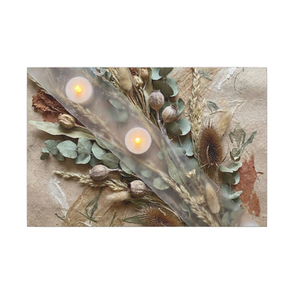 Candlelight Dried Flowers Canvas Art - Japandi Kanso