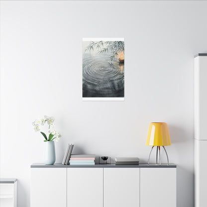 Water Ripple Sumi E Canvas Art | Calm Zen Art