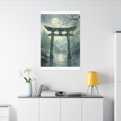 Earthy Torii Gate Canvas Art - Watercolor Japandi