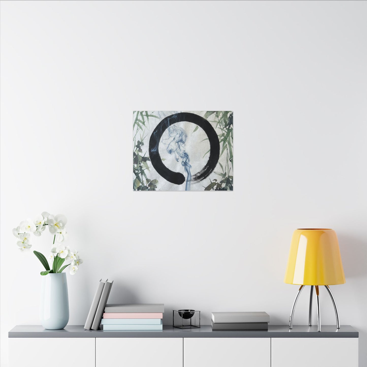 Zen Incense Smoke in Moonlight | Enso Canvas Art