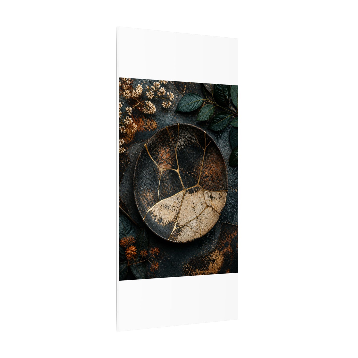 Kintsugi Rust Patina in Dawn | Gold Repair Canvas Art