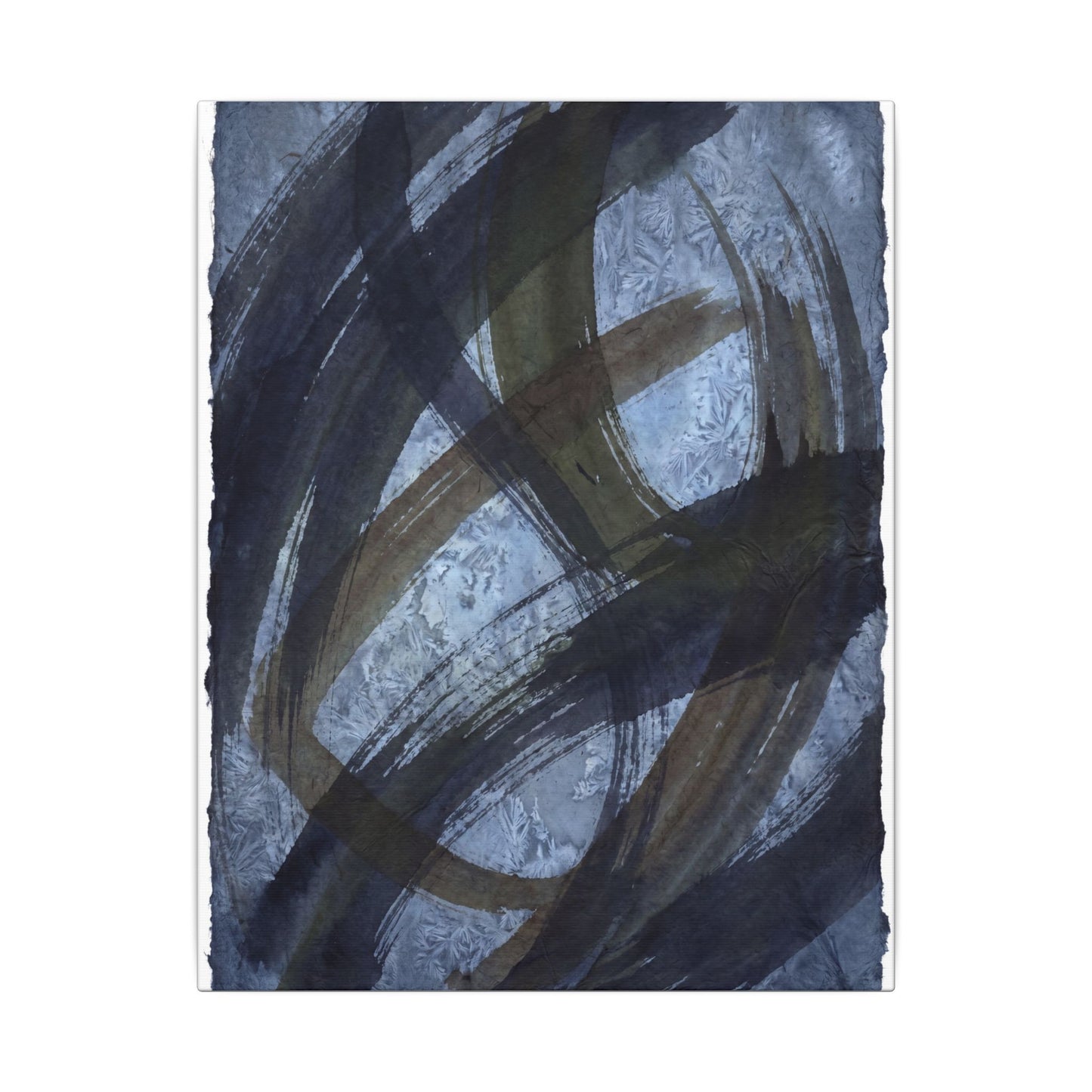 Ink Brushstroke Canvas Art | Winter Dark Japandi Shadow Zen Art