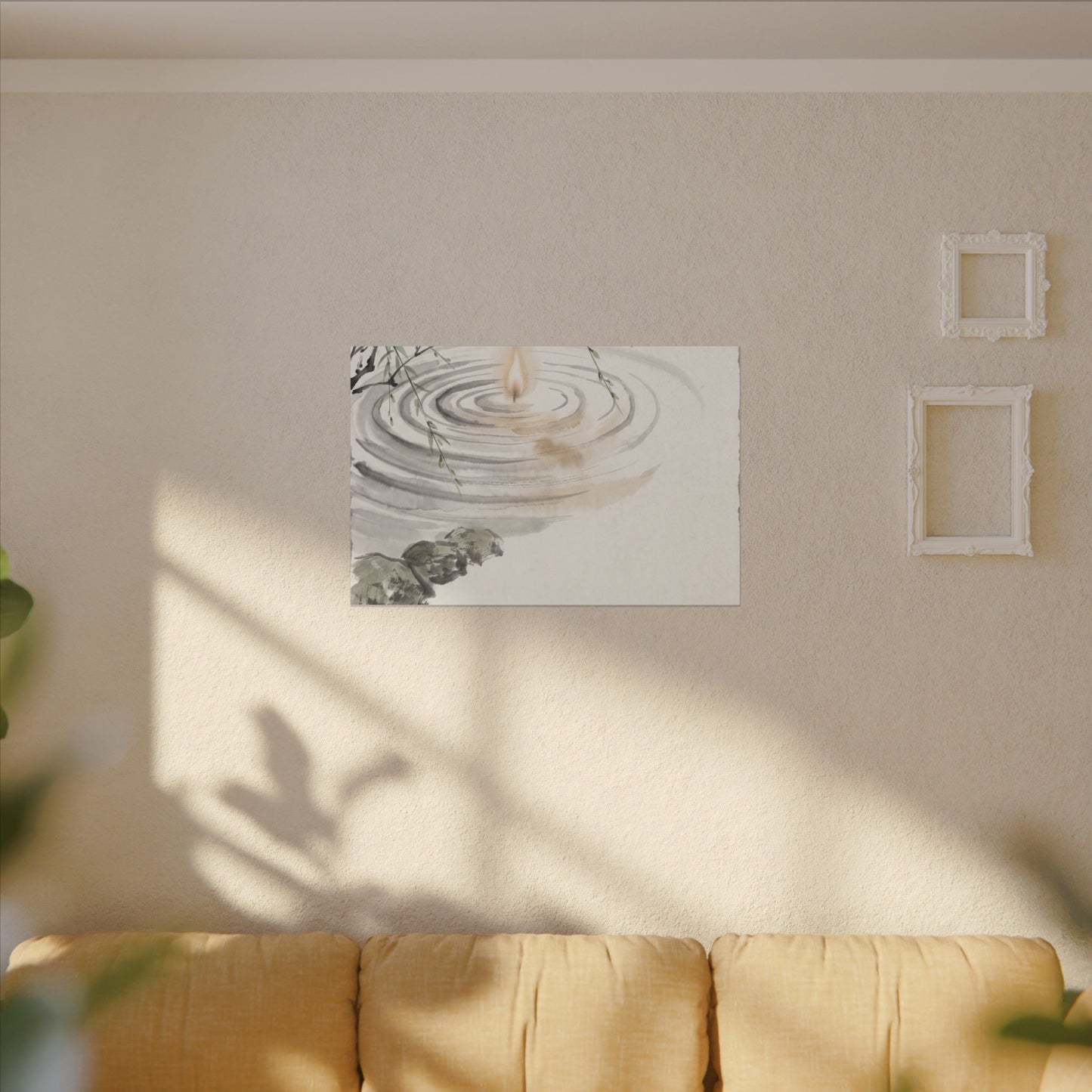 Water Ripple Sumi E Canvas Art | Tranquil Zen Art