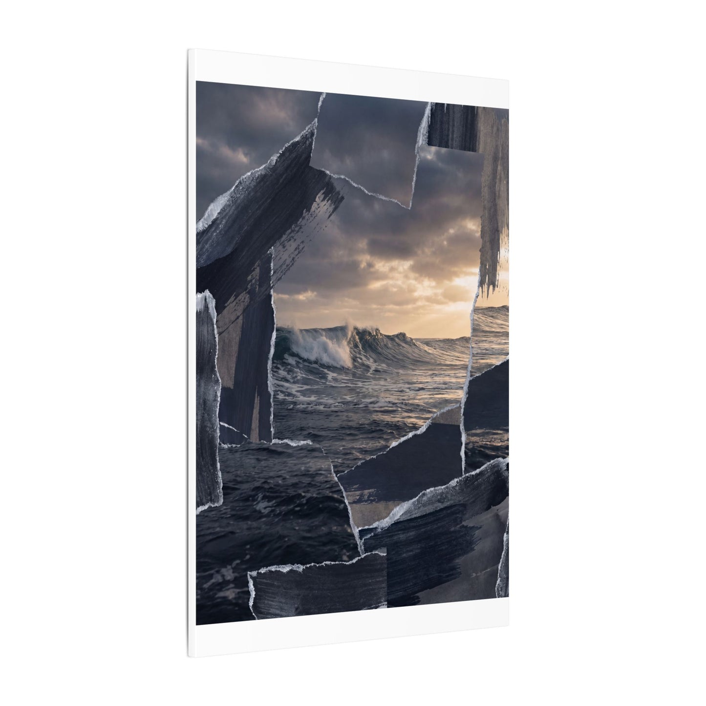 Fukinsei Ocean Wave Canvas Art - Dark Japandi Shadow Zen