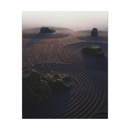 Spring Rock Garden Shadow Zen Canvas Art | Luxurious Decor