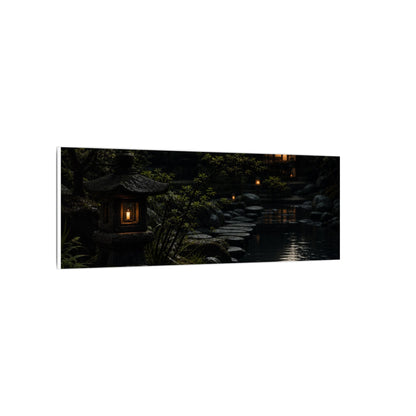 Moonlit Garden Shadow Zen Canvas Art | Sophisticated Dark Japandi Art
