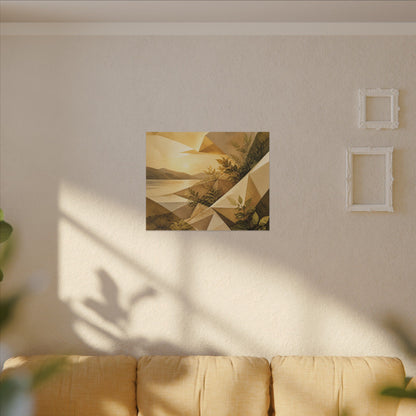 Golden Hour Paper Fold Canvas Art - Japandi Ma