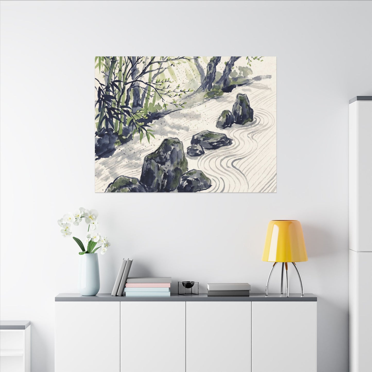 Dappled Rock Garden Canvas Art - Zen Mono No Aware
