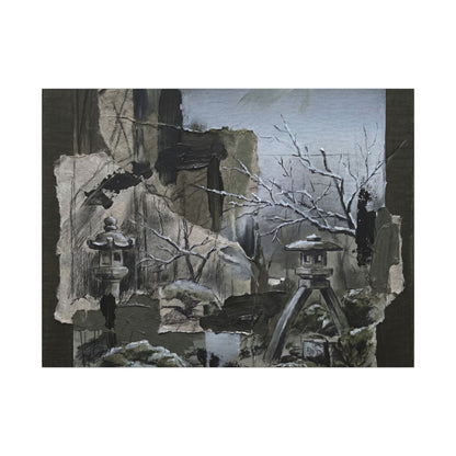 Winter Moonlit Garden Dark Texture Canvas Art | Moody Decor