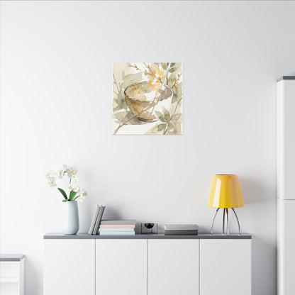 Spring Ceramic Bowl Watercolor Canvas Art | Neutral Decor
