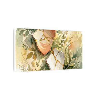 Japandi Broken Pottery in Golden Hour | Watercolor Canvas Art