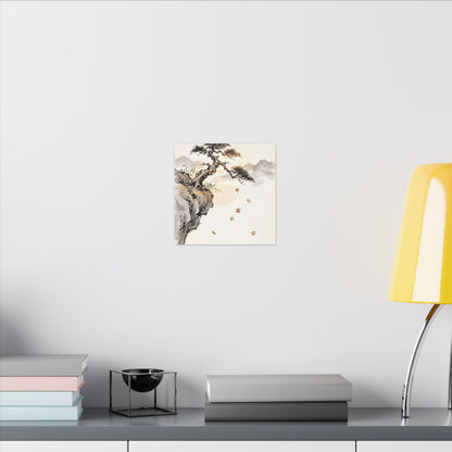 Peaceful Pine Tree Canvas Art - Sumi E Zen
