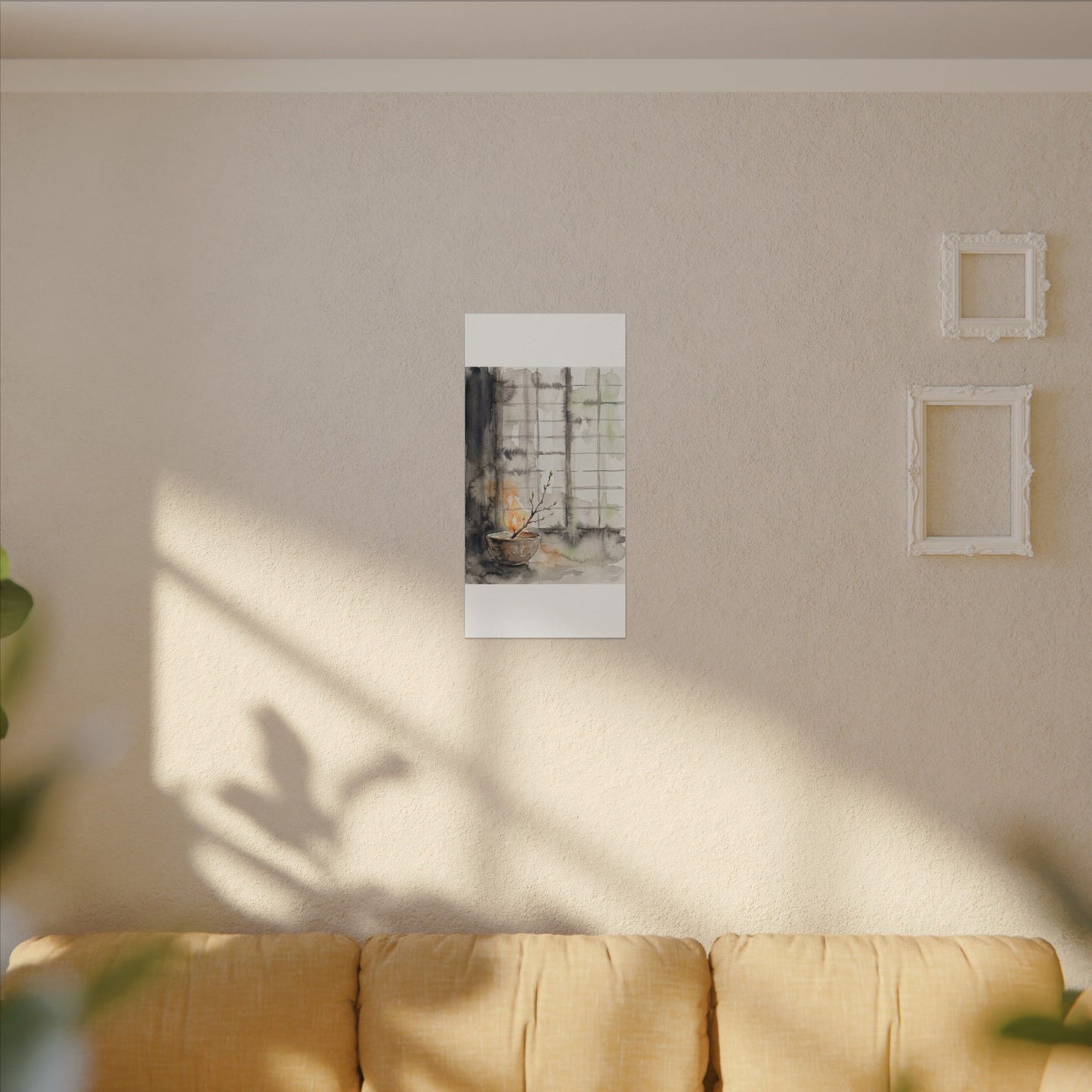 Shoji Screen Canvas Art | Spring Japandi Watercolor Art