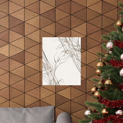 Japandi Shoji Screen in Dappled | Minimal Line Wall Art Print