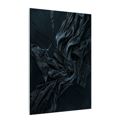Dark Japandi Silk Drape in Moonlight | Moody Minimal Canvas Art