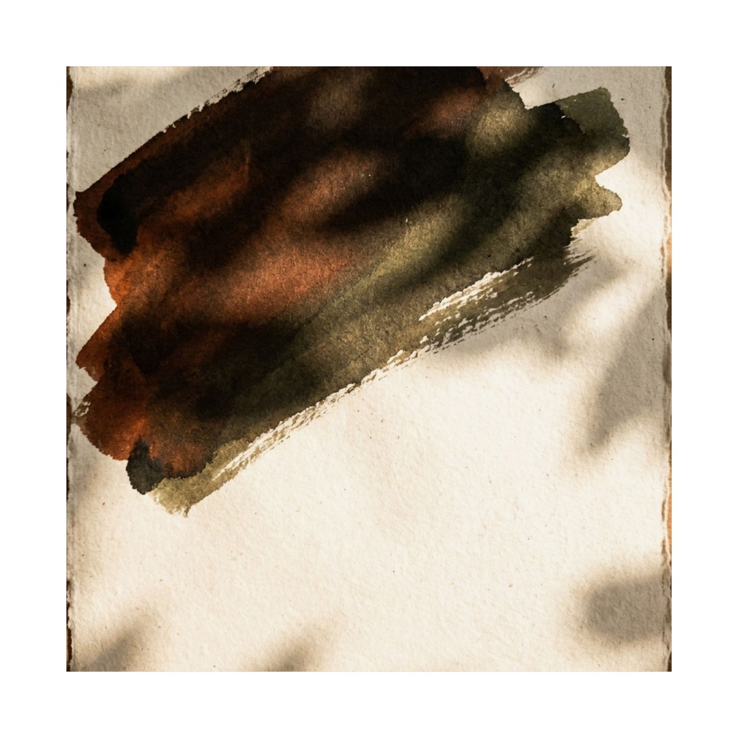 Dark Japandi Ink Brushstroke in Dappled | Moody Minimal Wall Art Print