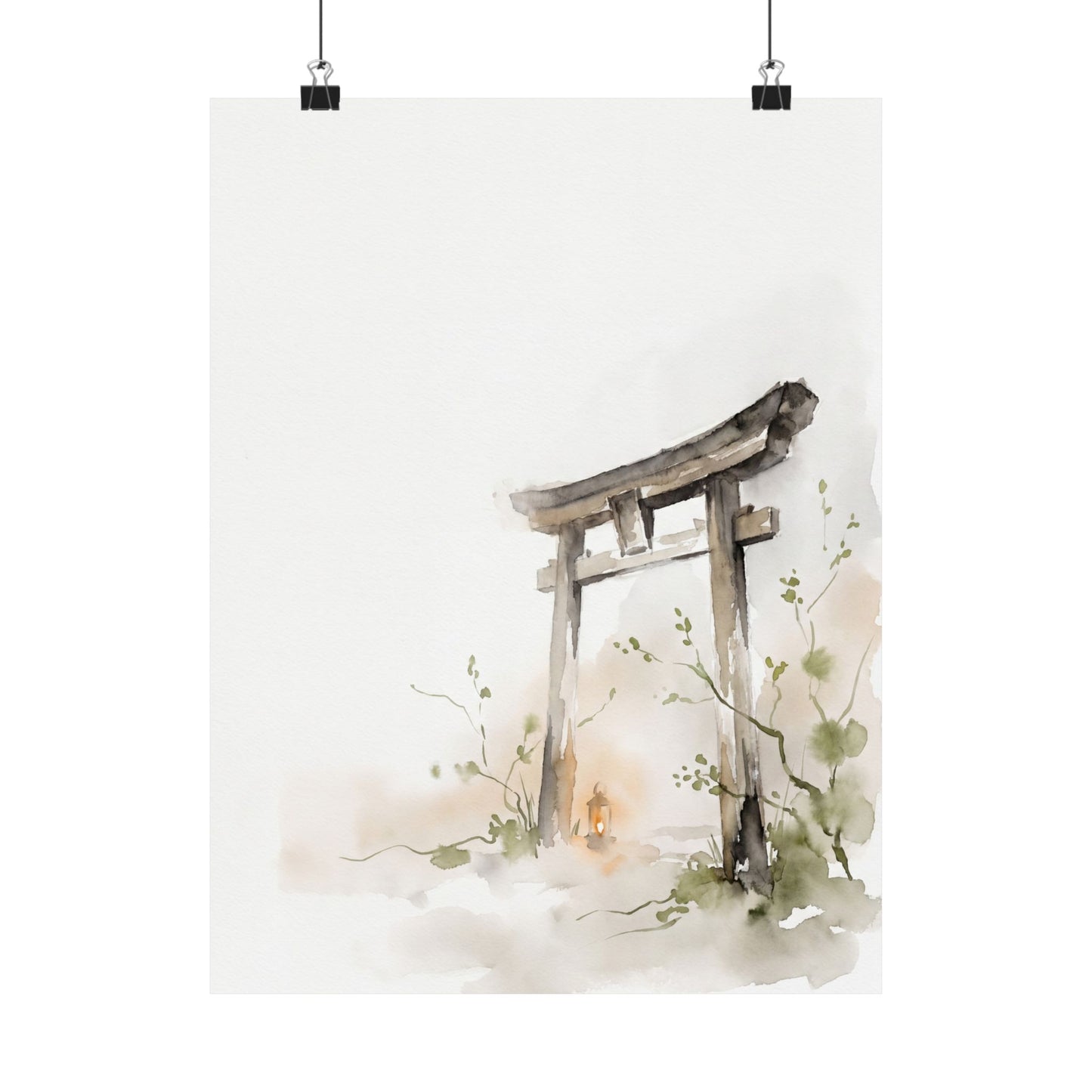 Torii Gate Spring Wall Art Print | Japandi Elegant Design