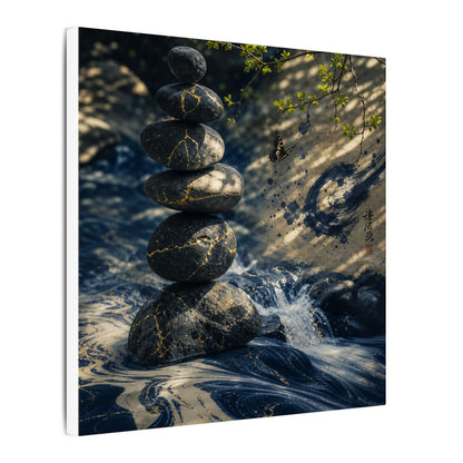 Kintsugi River Stones in Dappled | Broken Beauty Canvas Art
