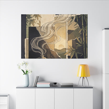 Tranquil Incense Smoke Canvas Art - Ukiyo E Inspired Zen