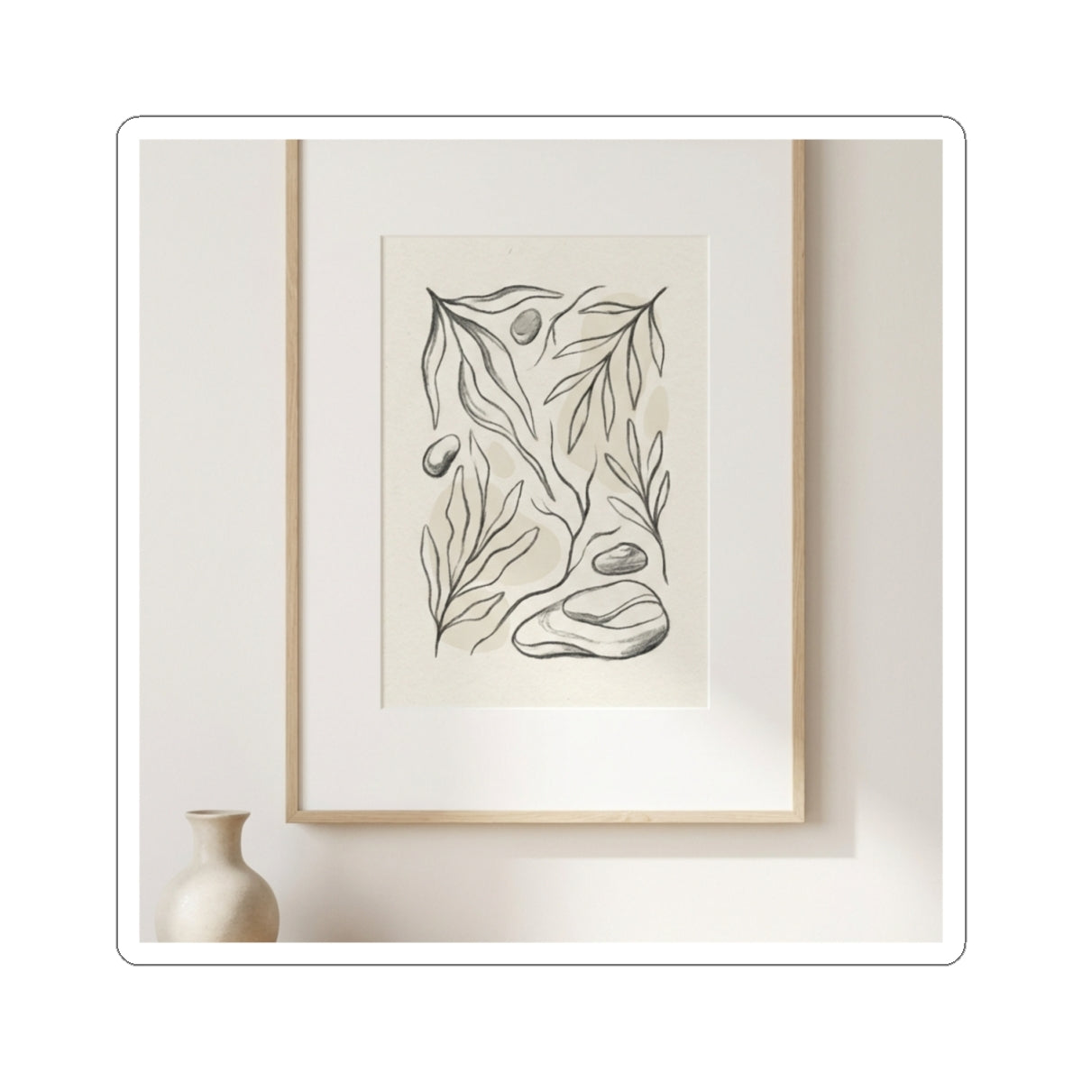 Japandi Charcoal Sticker Art Print