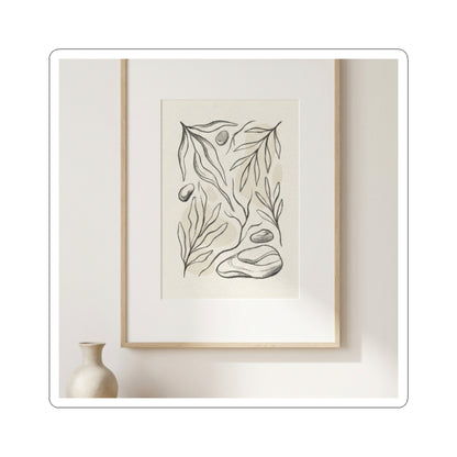 Japandi Charcoal Sticker Art Print