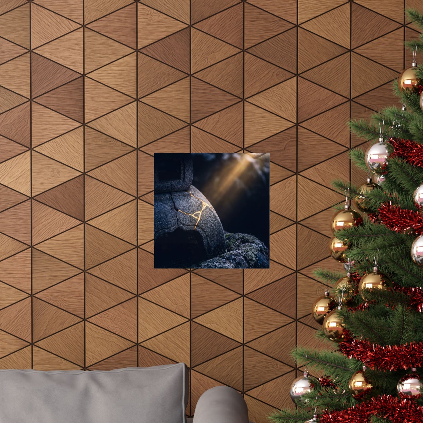 Moonlit Garden Winter Wall Art Print | Kintsugi Artful Design