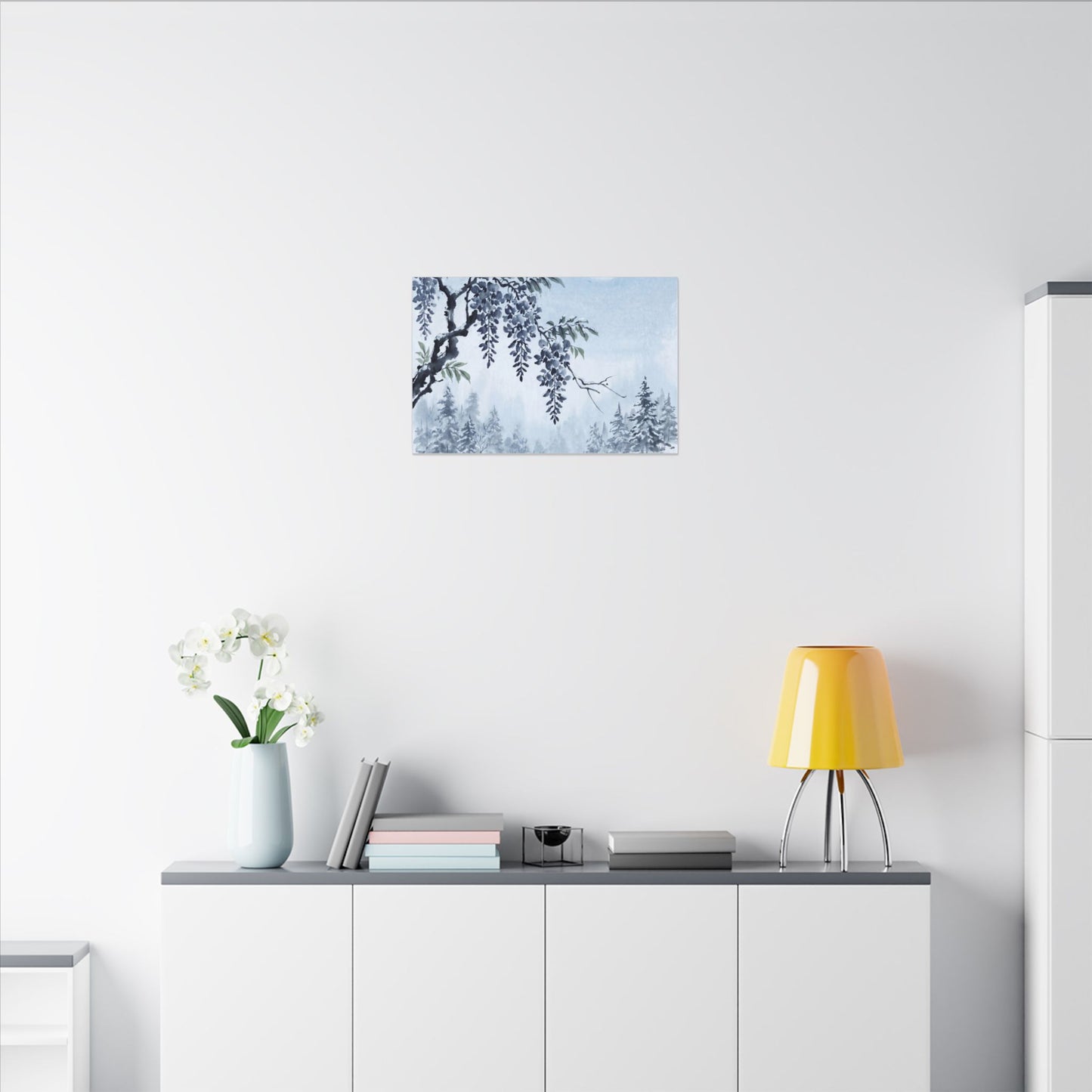 Seijaku Wisteria Canvas Art - Zen Sumi E