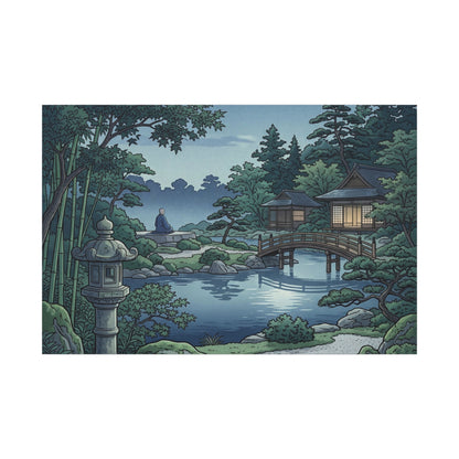Summer Moonlit Garden Ukiyo E Inspired Canvas Art | Serene Decor