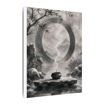 Incense Smoke Canvas Art | Winter Zen Sumi E Art