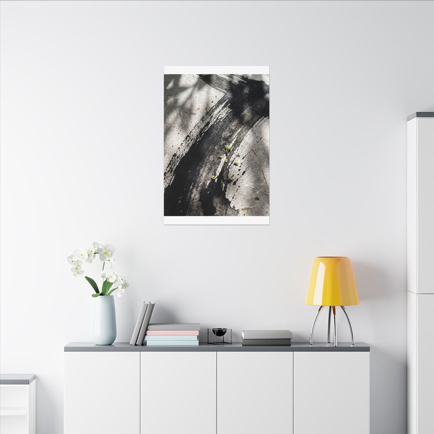 Ink Brushstroke Canvas Art | Spring Dark Japandi Moody Minimal Art