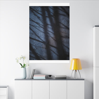 Dark Japandi Shadow Play in Moonlight | Moody Minimal Canvas Art