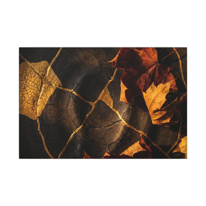 Resilient Shadow Play Canvas Art - Crackle Gold Kintsugi