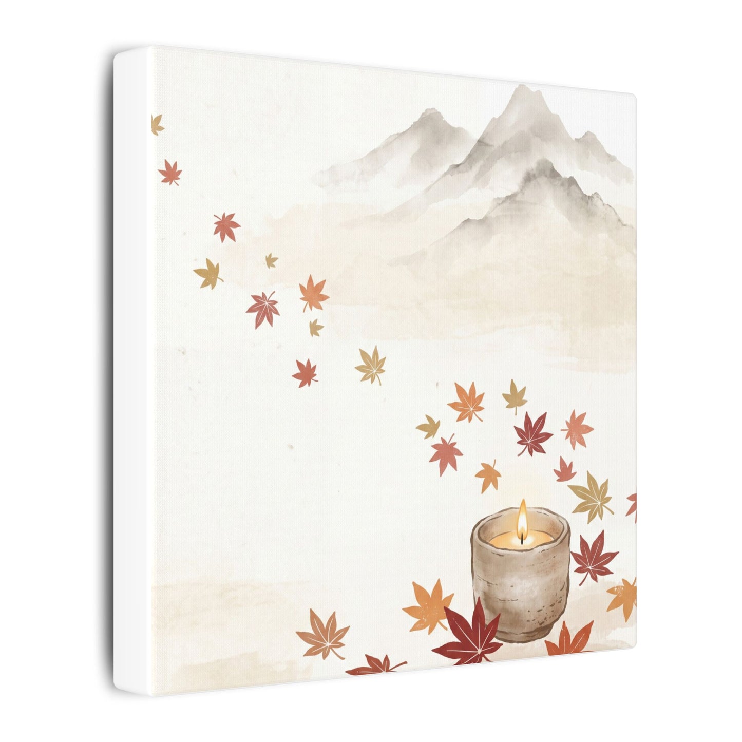 Earthy Mountain Mist Canvas Art - Japanese Pattern Japandi