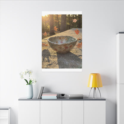 Japandi Ceramic Bowl in Golden Hour | Japanese Pattern Canvas Art